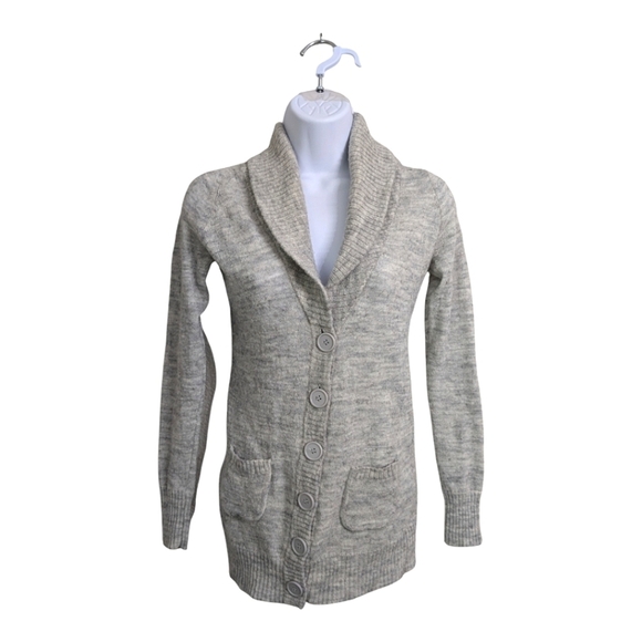 J.Crew Woman Alpaca Wool Blend Gray Cardigan Sweater Button Front Collared XS - Picture 1 of 8